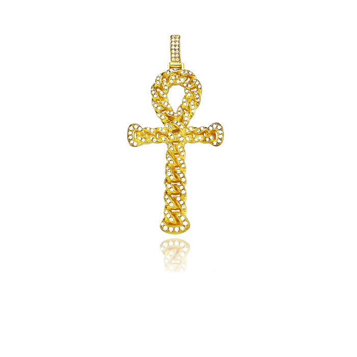 ankh interlaced chain gold pendant