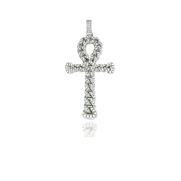 ankh interlaced chain silver pendant
