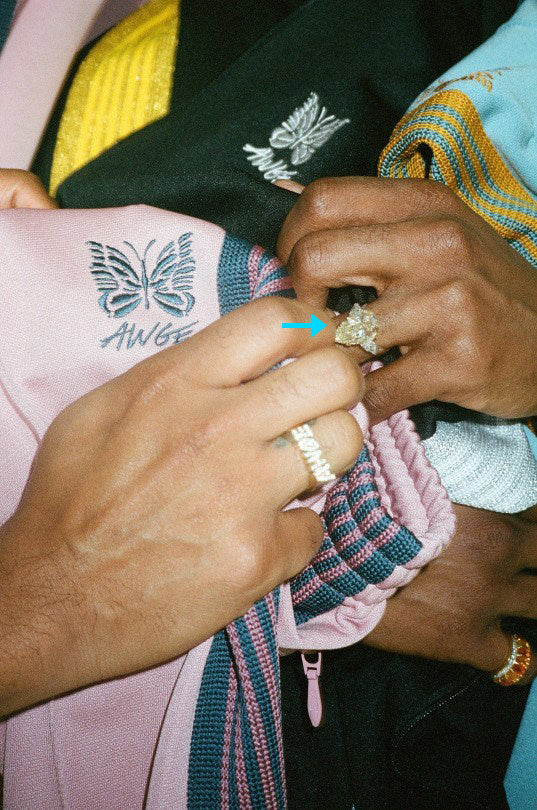 asap rocky pear diamond ring unique three stone engagement ring jeweler vvs 