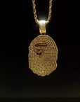 Bape pendant necklace rope chain in gold and diamond