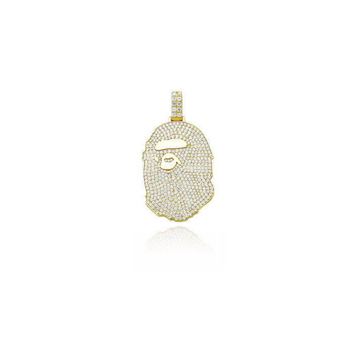 Custom diamond Bape pendant Necklace bape neckalce, diamond ape, diamond bape, iced out ape