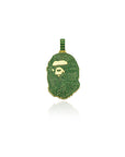 bathing ape bape green camo pendant gold
