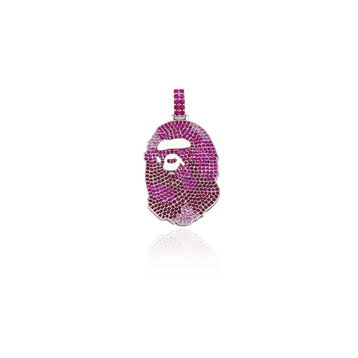 Bape necklace pendant with free chain in pink camo diamond