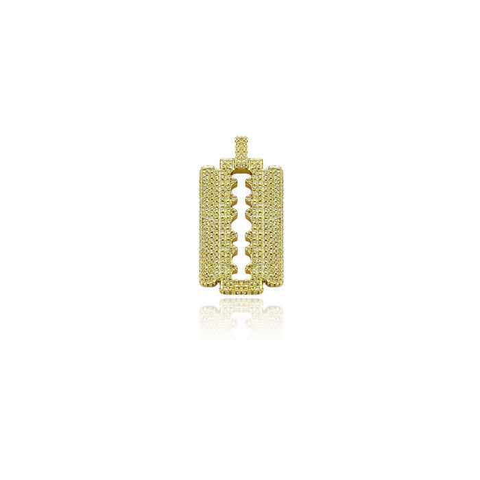 Razor Blade pendant in gold with yellow diamonds