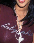 baby phat diamond necklace chain on Kimora circa 2000 fashion show catwalk buy baby phat complex jewelry clothing line