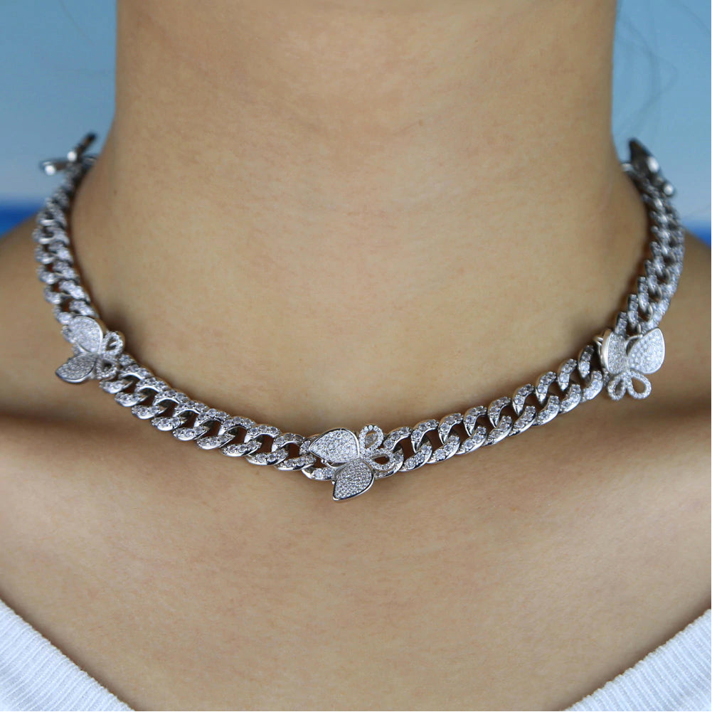 12mm miami cuban link butterfly choker diamond kylie jenner stormi playboi carti