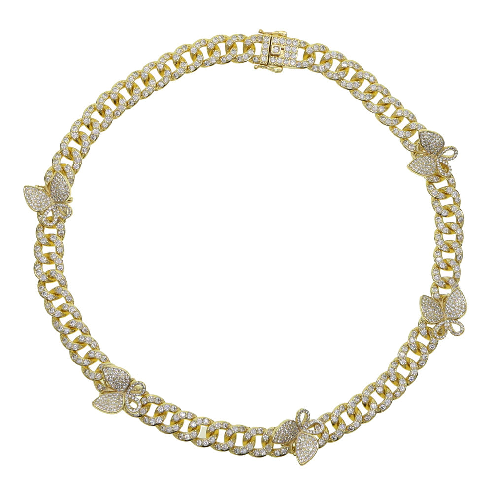 12mm miami cuban link butterfly choker diamond kylie jenner stormi playboi carti