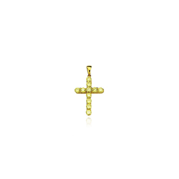 cross mini dami pendant yellow diamonds gold