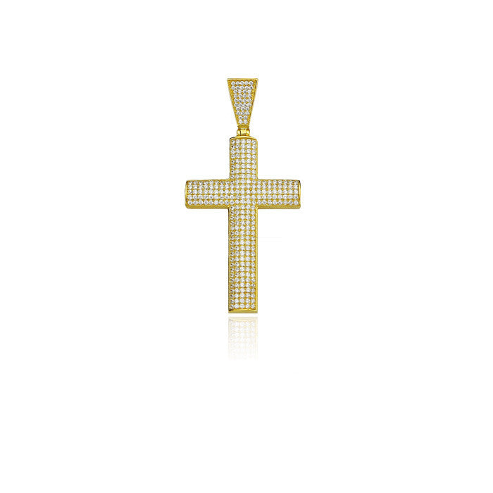 cross 3d bold pendant gold