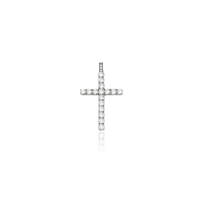 dami cross pendant large silver diamonds