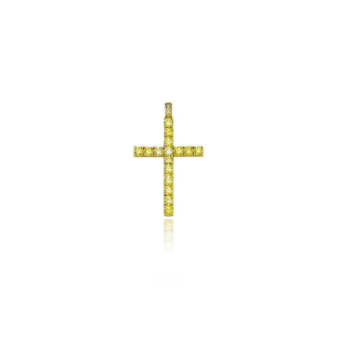 dami cross large pendant yellow diamonds gold