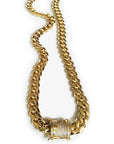 Cuban link chain necklace with fully iced custom clasp 