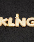 Custom Bubble Letters Initial White Gold Finish A-Z Alphabet Full Iced Out 14k
