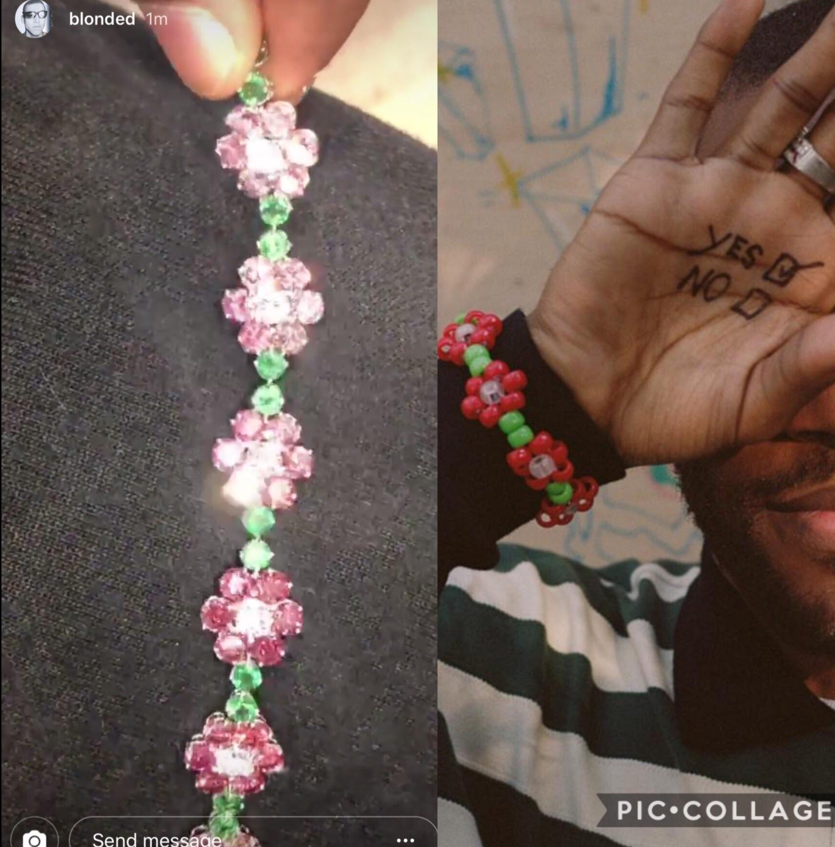 frank kandi man blonde Ocean instagram flower bracelet diamond rave bracelet daisy 