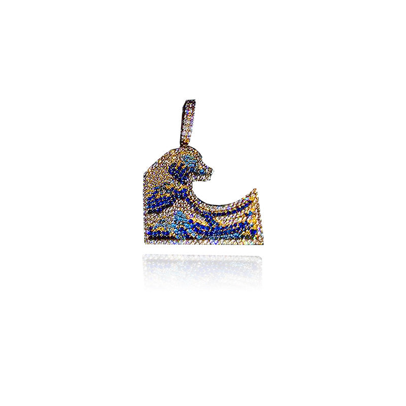 emoji wavey iphone facebook wave pendant necklace chain ifandco custom vvs diamond