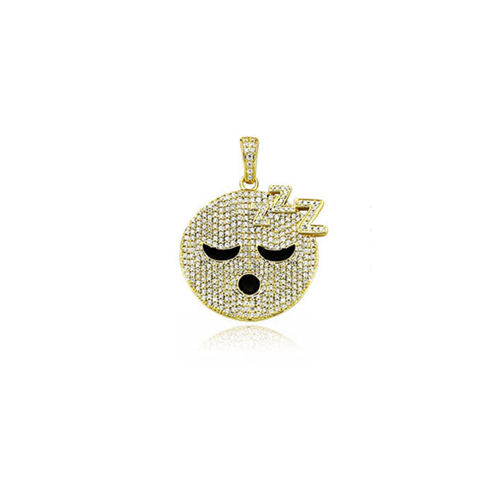 emoji sleepy pendant gold
