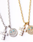 eyefunny smiling face thunder pendant necklace chain diamond jbalvin kim jones clot virgil offwhite