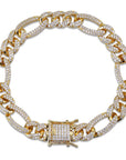 10mm Iced out Figaro chain Yellow gold cuban link chain bracelet necklace ifandco shopgld