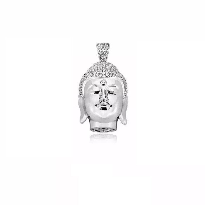 buddha head full 3D pendant silver