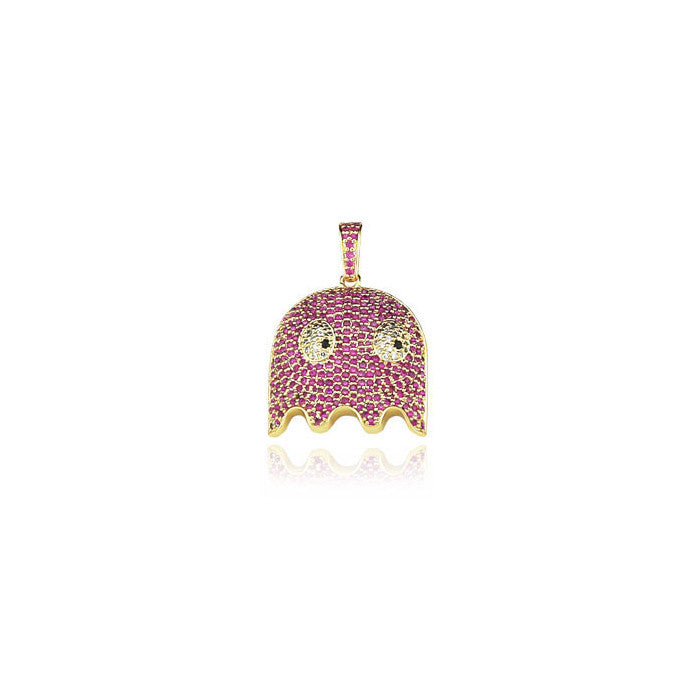 ghost blinky gold pendant diamonds