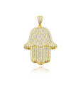 Hamsa hand large fully iced diamonds pendant necklace gold