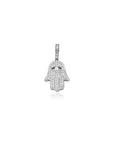 Hamsa hand mini silver pendant necklace diamonds