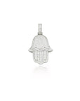 Hamsa hand fully iced pendant necklace in silver