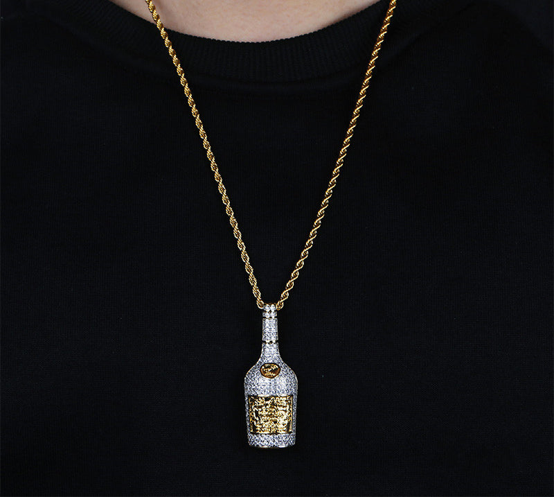 Hennessy dripped bottle pendant necklace chain saweetie my type juice world diamond gold 