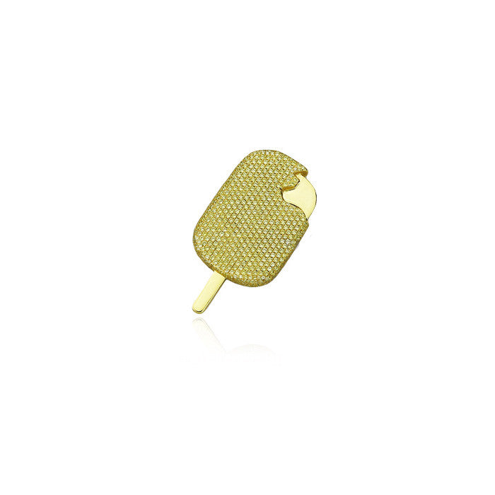 Icecream bar fully iced pendant yellow gold