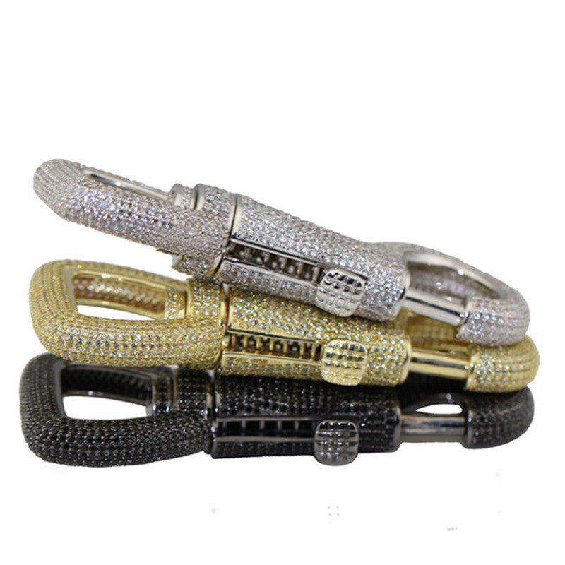 Iced out carabiner pharrell keychain black