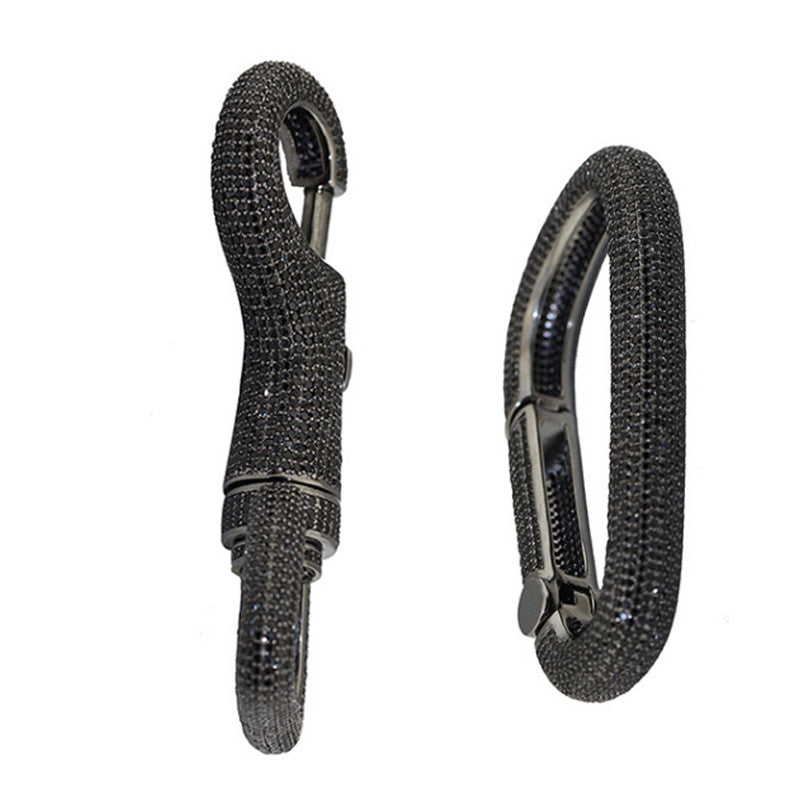 Iced out carabiner pharrell keychain black