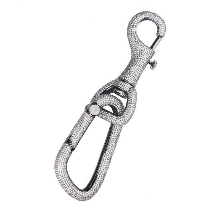 Iced out carabiner diamond keychain in Silver