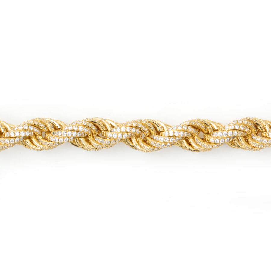 Iced Out Rope Chain 11mm 18k gold 