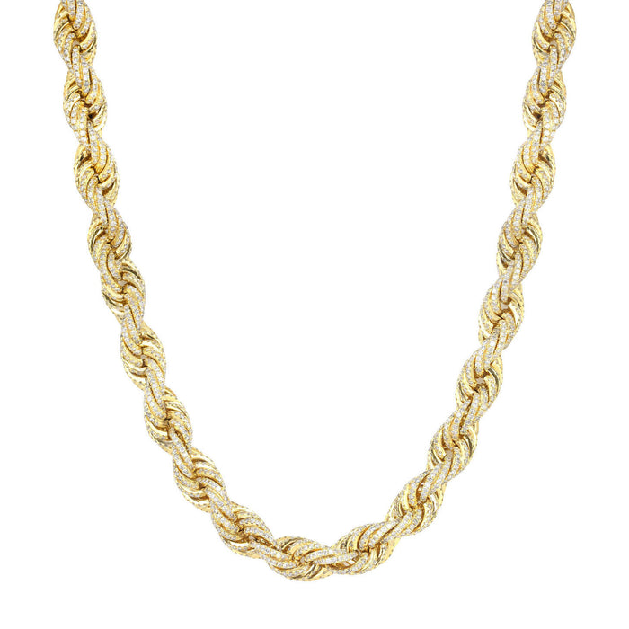 Iced Out Rope Chain 11mm 18k gold 