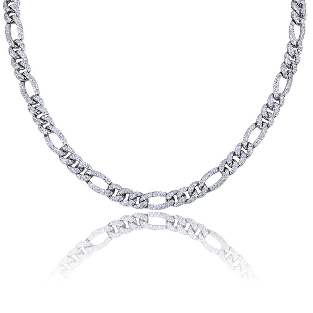 10mm Iced out Figaro chain White gold cuban link chain ifandco shopgld