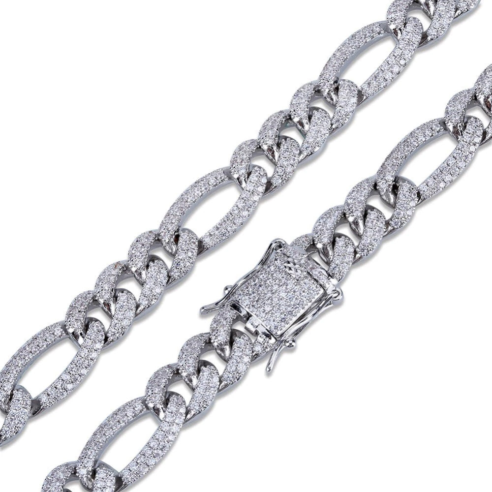 10mm Iced out Figaro chain White gold cuban link chain ifandco shopgld