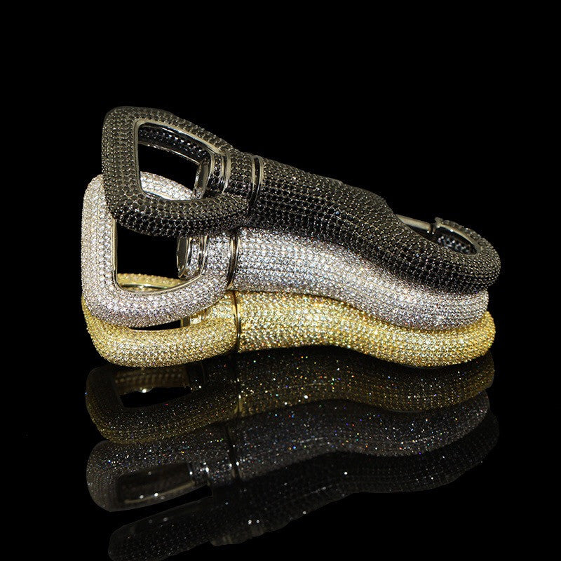 Iced out carabiner pharrell keychain black