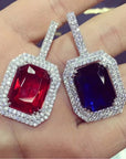 Red Ruby gem pendant double silver