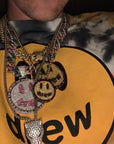 Drew Smiley face as seen on Justin bieber pendant necklace chain vvs ifandco diamond free