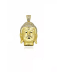 buddha head half face pendant gold