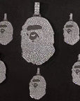 micro bape necklace pendant and chain with diamond