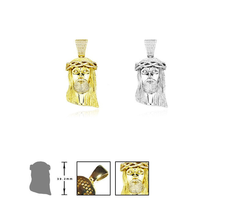 Mid size jesus piece part iced silver