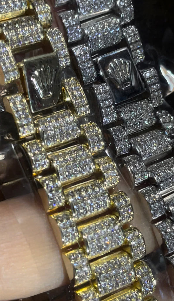 Rolex Presidential bracelet 9ct Gold Rolex Style Iced Out Presidential Bracelet diamond