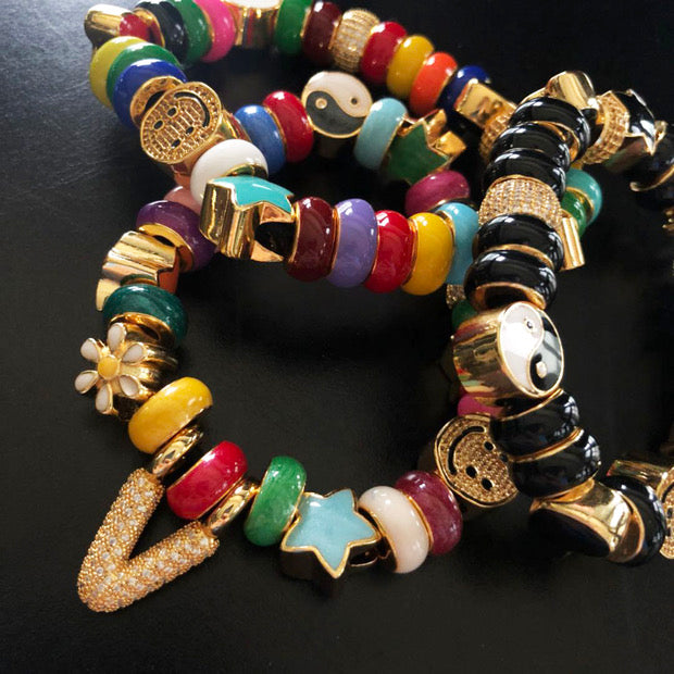 NIGO Free Shipping 18k Gold Luxury Colorful Bracelet Accessories Jewelry  #nigo82656 - AliExpress