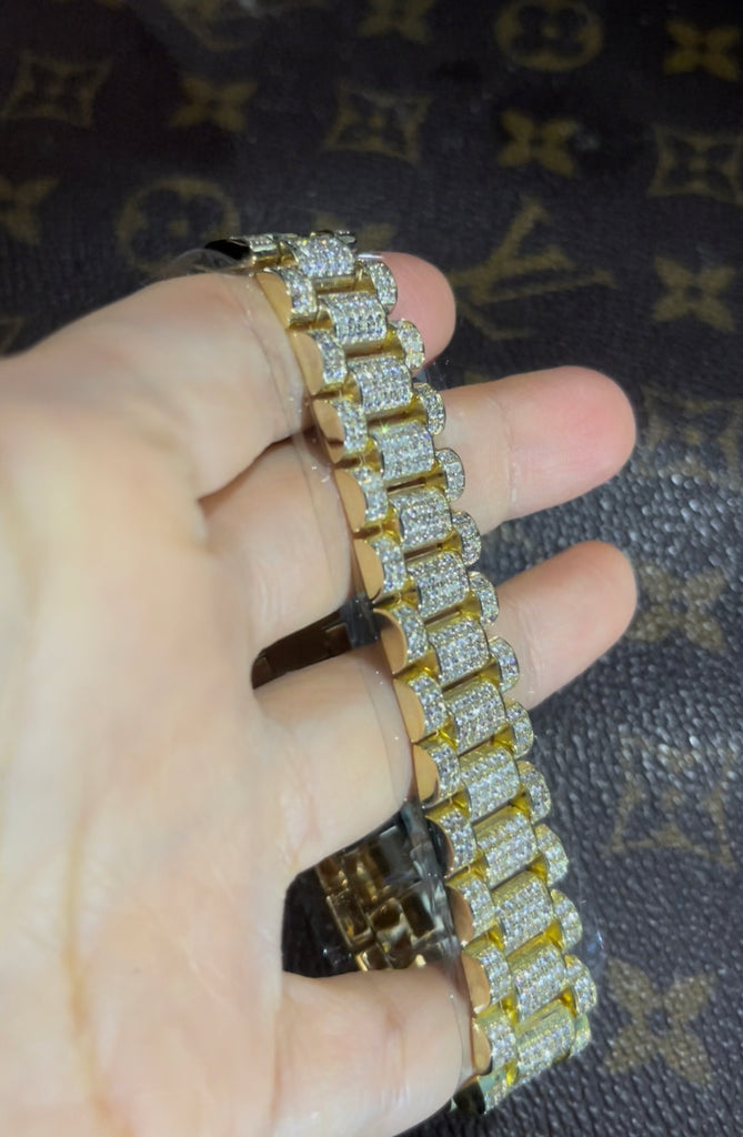 Rolex Presidential bracelet 9ct Gold Rolex Style Iced Out Presidential Bracelet diamond