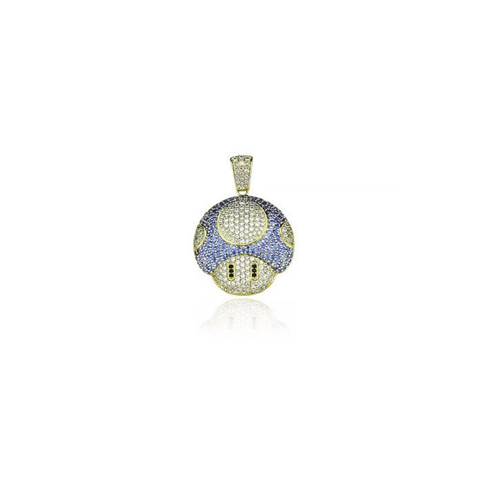 Super mario mushroom pendant blue gold