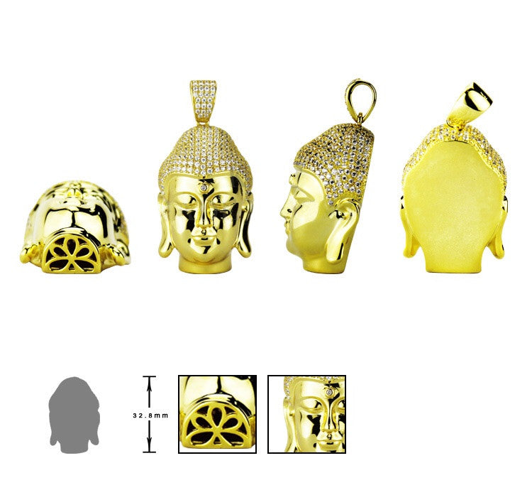 buddha head half face pendant gold