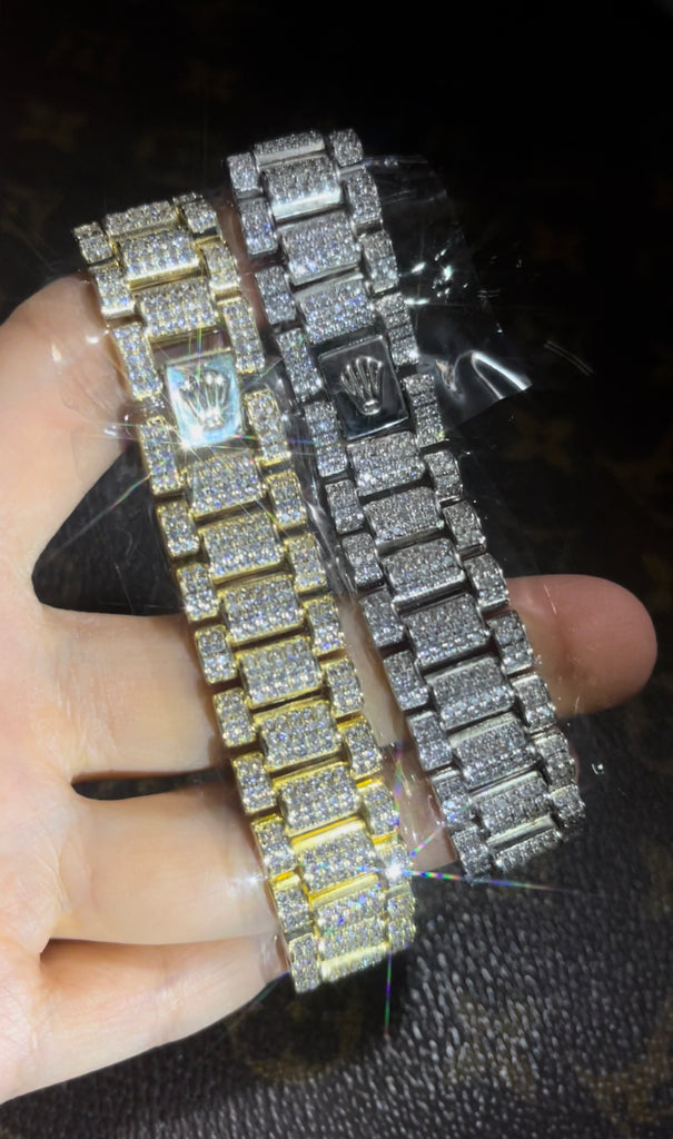 Rolex Presidential bracelet 9ct Gold Rolex Style Iced Out Presidential Bracelet diamond