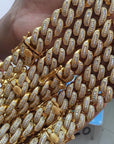 Hip Hop Jewelry 14K Gold Silver Plated Iced out CZ Big Dog Miami Baguette Cuban Chain Necklace for Men