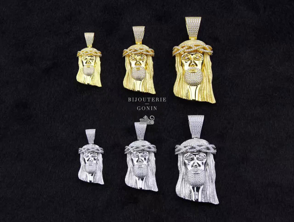 Mid size jesus piece part iced silver